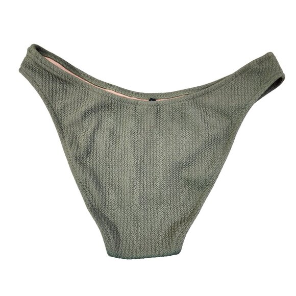 J. Crew Green Textured Curved Waist Cheeky Bikini Bottom New With Tags Womens XL - Picture 2 of 16
